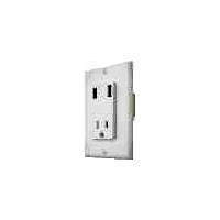 110V USB Charger w/Receptacle, Ivory